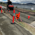 A digger on the Intercity Cycleway Thursday 14 December 2023.
