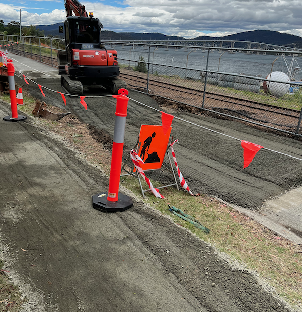 A digger on the Intercity Cycleway Thursday 14 December 2023.