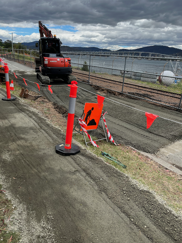 A digger on the Intercity Cycleway Thursday 14 December 2023.