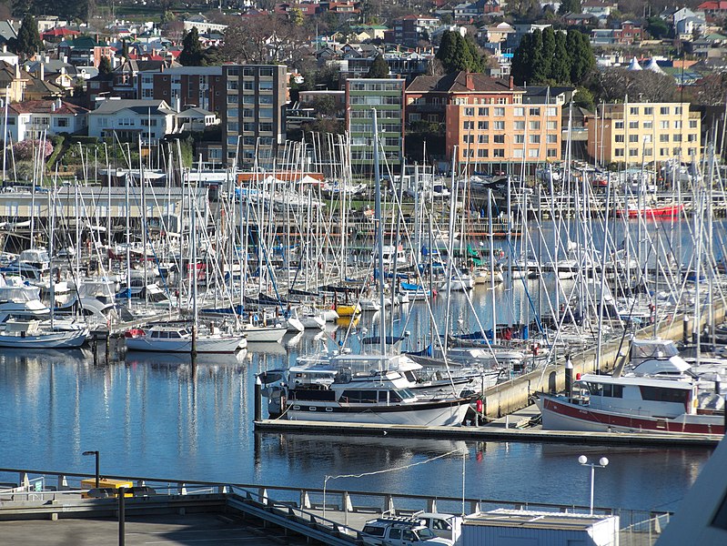 Boats in the marina at Sandy Bay Tasmania